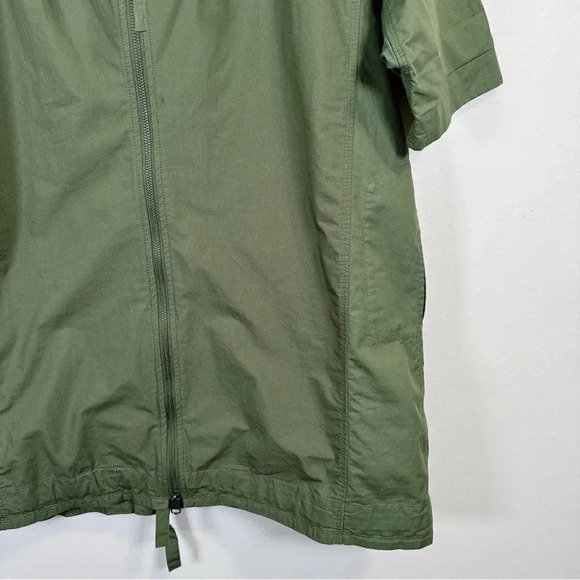 JNBY Hooded Cotton Green Army Full  Zip Short Sleeve Jacket - Picture 9 of 16